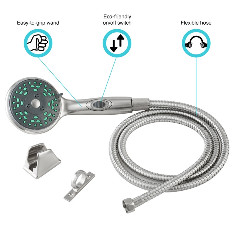 Premium Hand Held Shower Wand & Hose Kit - Brushed Satin Nickel
