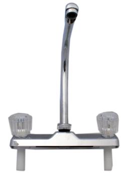 8" Chrome Deck W/High Rise Spout Clear Handles