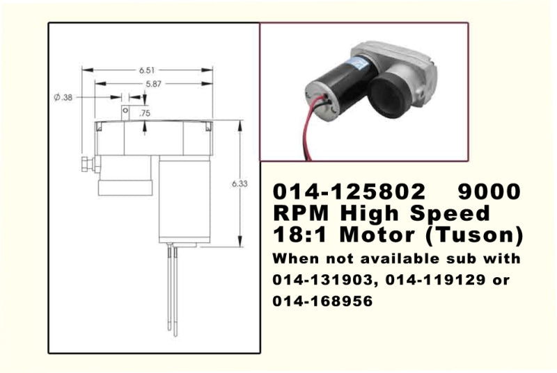 Motor 9000 Rpm High Speed 18:1 Tuson 014-125802