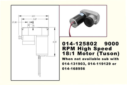 Motor 9000 Rpm High Speed 18:1 Tuson 014-125802