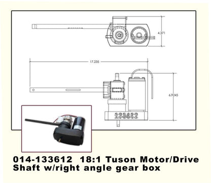 Motor/drive Shaft Tuson 18:1 W/right Angle Gear Box 014-133612