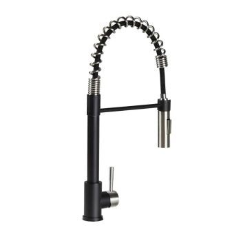 Coiled Pull-Down Faucet, Black/Stainless Steel