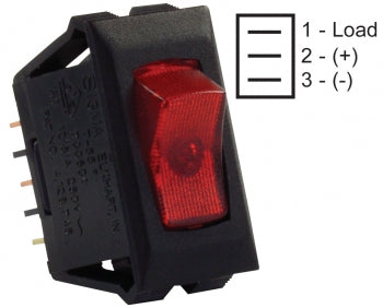 Switch On/Off Black - Illuminated Red