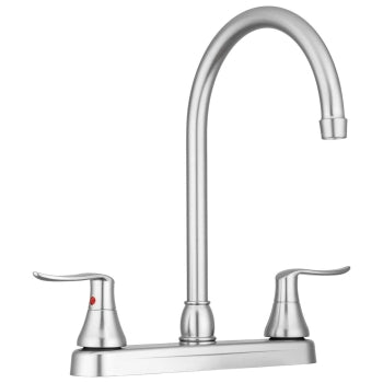 Elegant J-Spout RV Kitchen Facuet - Brushed Satin Nickel