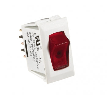 Rocker Switch Illuminated, White/Red